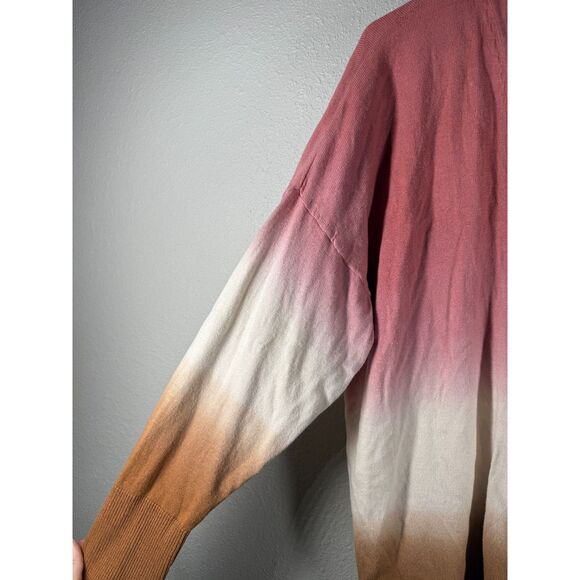 J Jill Womens Ombre Button Up Cardigan Sz XL Pink White Black Preppy - Picture 2 of 7